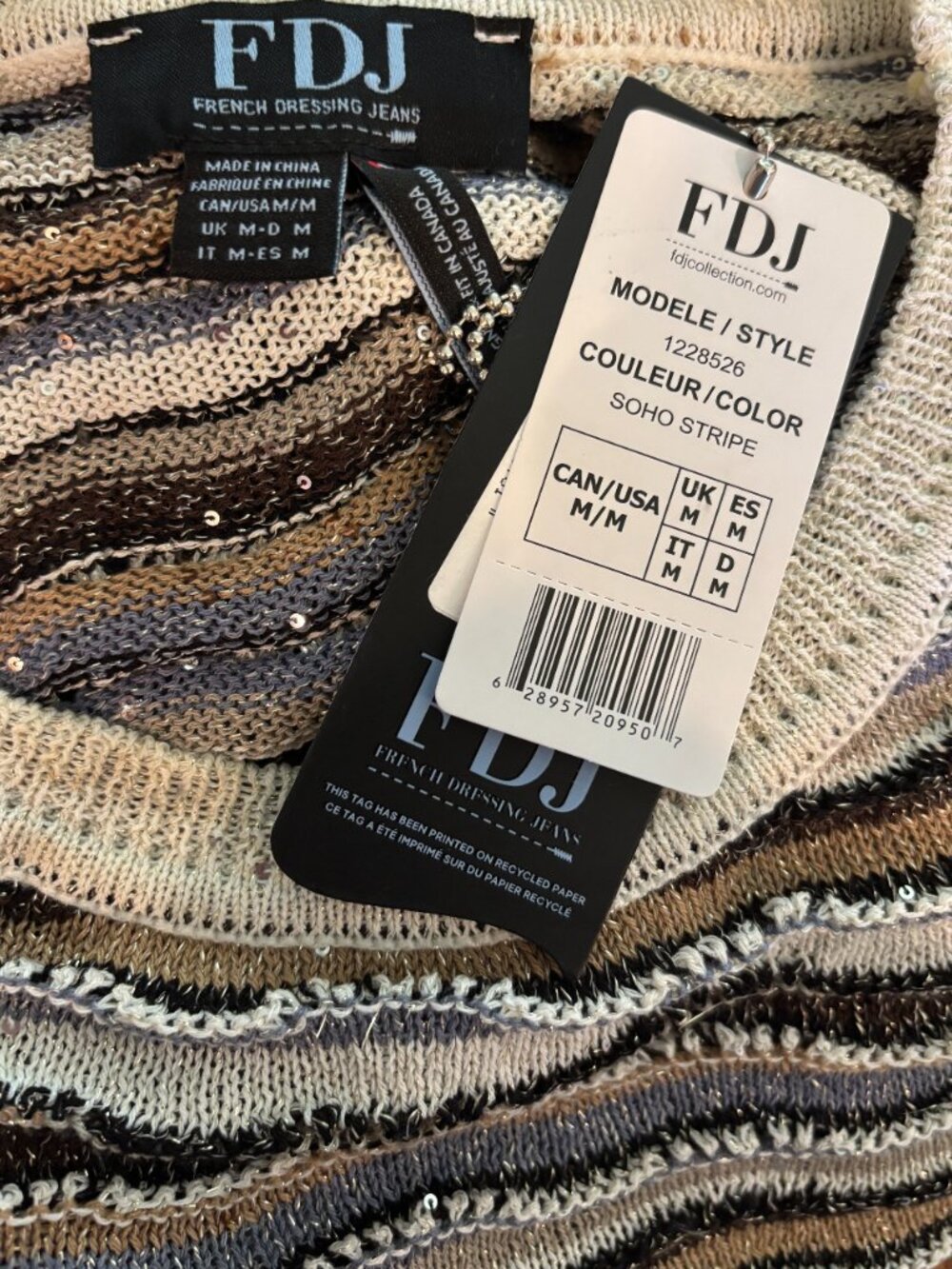 FDJ Soho Stripe Wave Knit Sweater Medium NWT - Picture 4 of 8